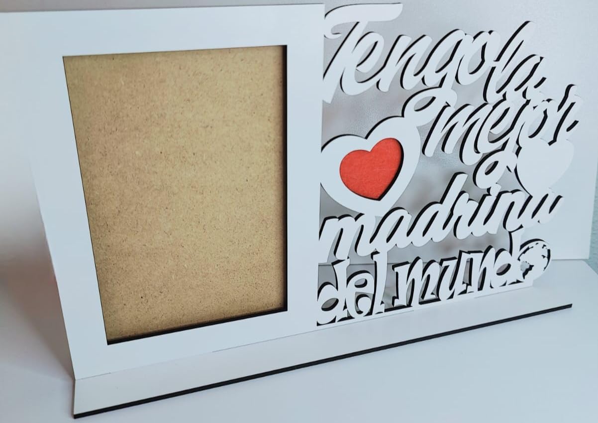 BurningWood Marco de fotos marcos de madera personalizado frase "Tengo la mejor madrina del mundo" madrina regalo comunion Boda Marco detalles bautizo regalo madrina marco de fotos madera foto 10x15