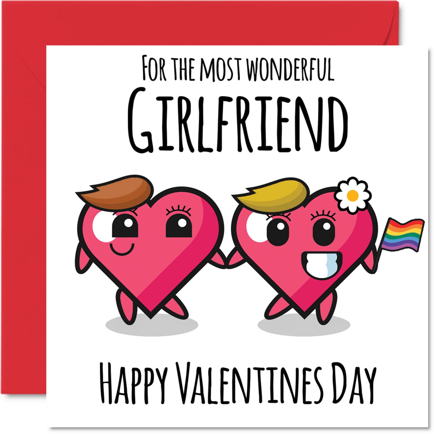 LGBT Valentines Card - Wonderful Girlfriend - Happy Valentine's Day Cards for Girlfriend Partner, 145mm Greeting Cards for Valentine