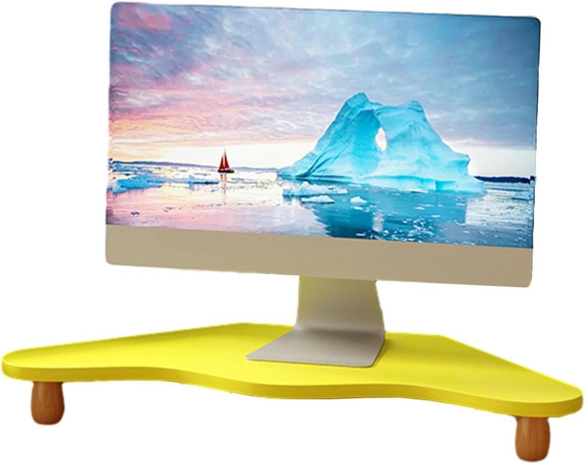 CGJseFH computer stand, Triangle Monitor Stand Riser, Ergonomic Corner Elevator with Round Legs, Office Desktop Storage Shelf Computer Lift Stands,White(Yellow)