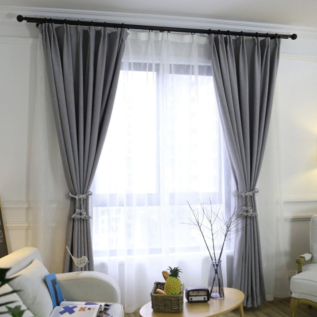 BTSKY 2 Pieces Cotton Curtain Rope Holdback-Handmade Curtain Decorative Tiebacks Vintage Style Drapery Tieback (Grey)