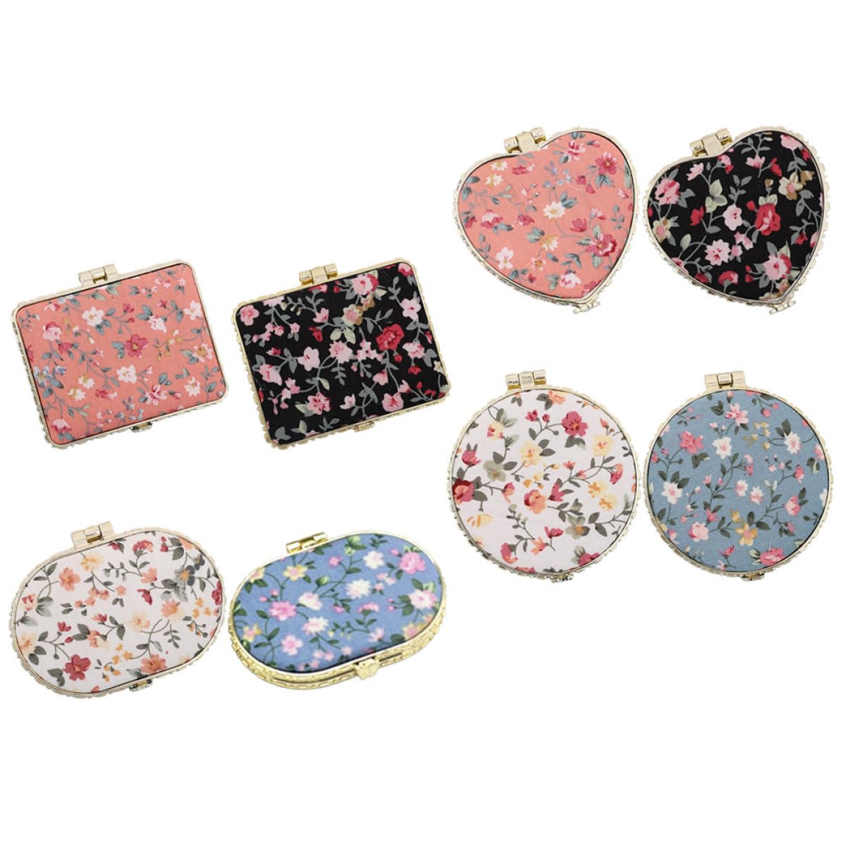 Specchio Tascabile Decorativo Floreale 8 Pezzi, Mini Specchio Compatto Portatile da Viaggio per Trucco Donna, Specchietto Pieghevole Vintage Multifunzionale per Borse e Uso