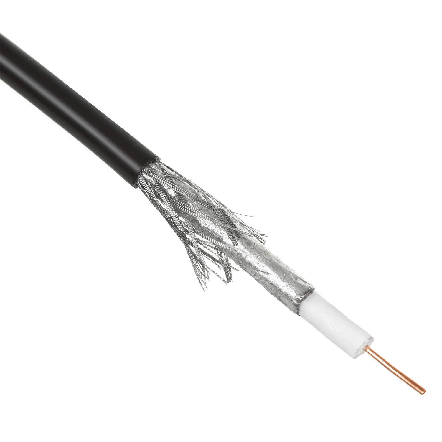 Maclean MCTV-477 - Cable coaxial relleno de gel 1.0 cu, cable de antena satélite RG6 SAT AV 100 m Negro