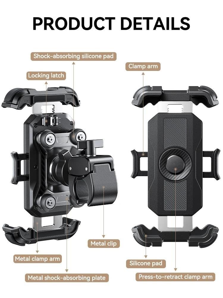 Supporto Per Telefono Per Moto Anti-vibrazioni Per Manubrio Bicicletta Per 4.7-7” Accessori Per Ciclismo