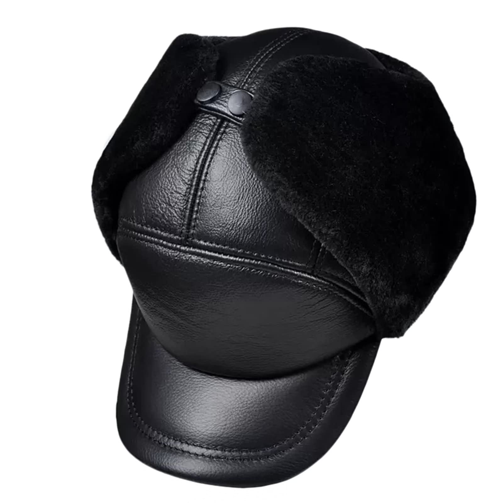 DongBao Gorro de Invierno Térmico Gorro de Aviador con Orejeras Sombrero de Esquí Ciclismo Senderismo A Prueba de Viento Gorra de Béisbol de Cuero