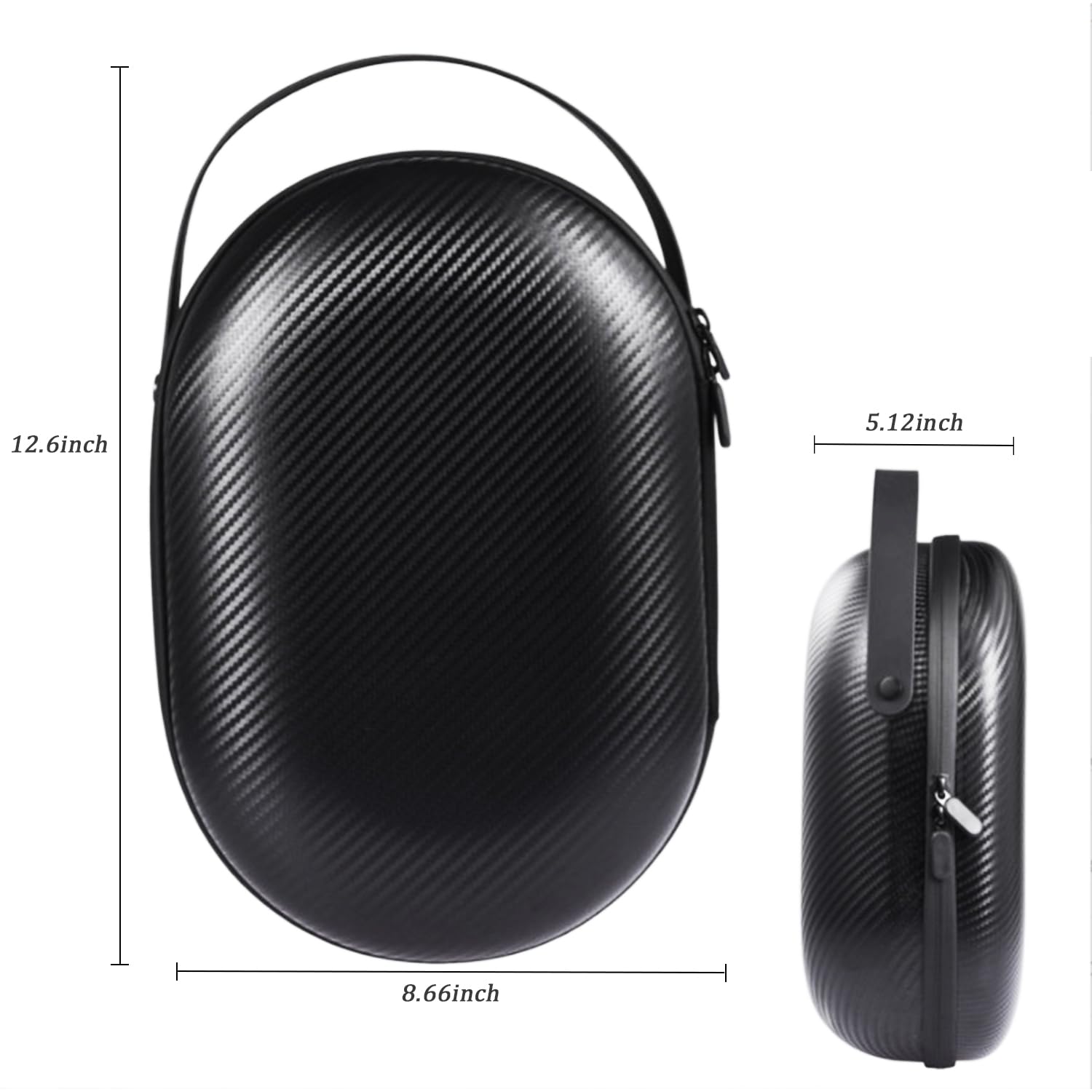 LANSKLBD Funda de transporte rígida de EVA con patrón de fibra de carbono para Apple Vision Pro con espacio de almacenamiento personalizado, impermeable y ligera, bolsa de viaje portátil negra con