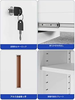 Amazon.co.jp: TAKEYオフィスワゴン キャビネット 鍵付き 3段