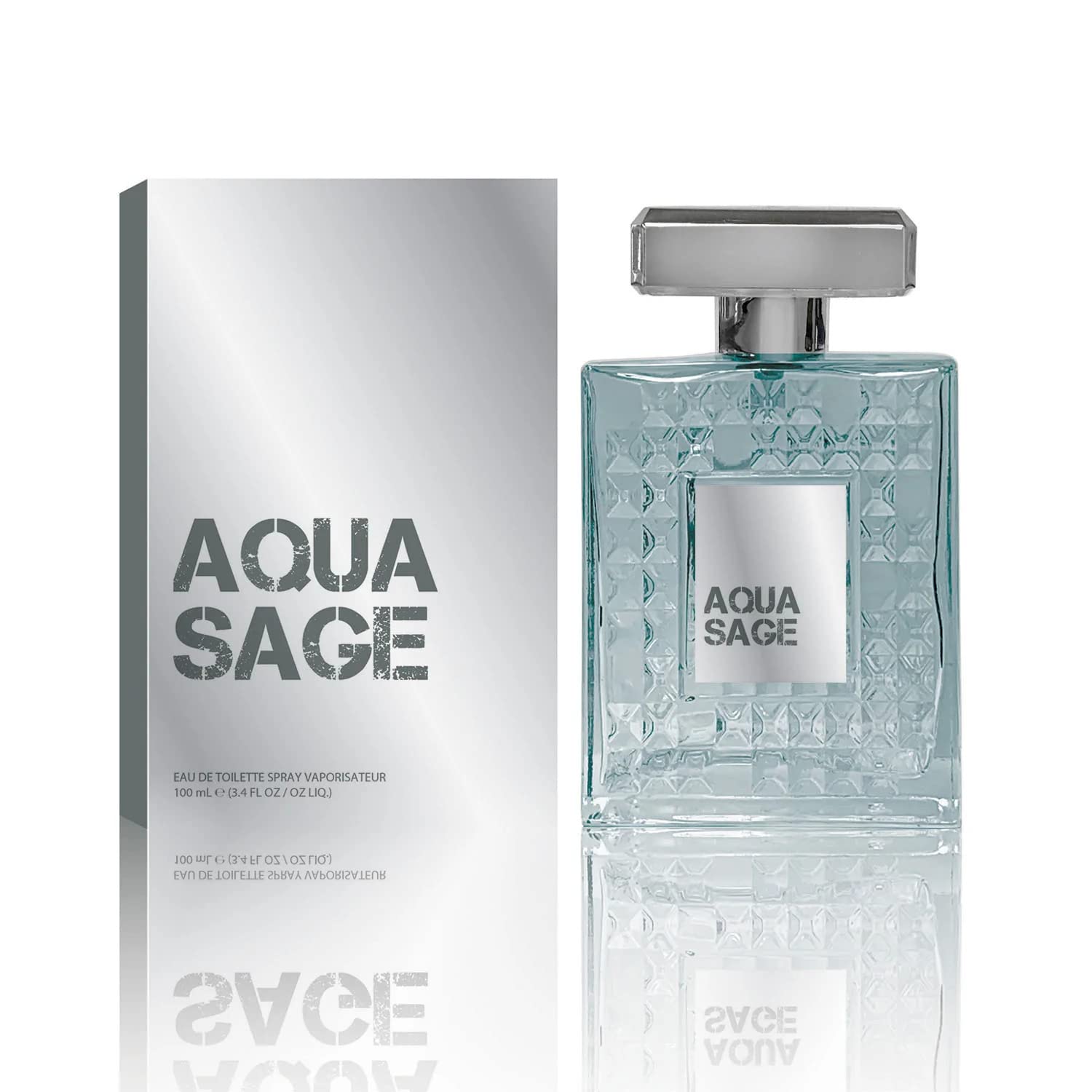 AQUA SAGE Eau de Toilette Spray by Preferred Fragrance - 3.4 Fl Oz - Spicy Fresh - Ideal Gift!
