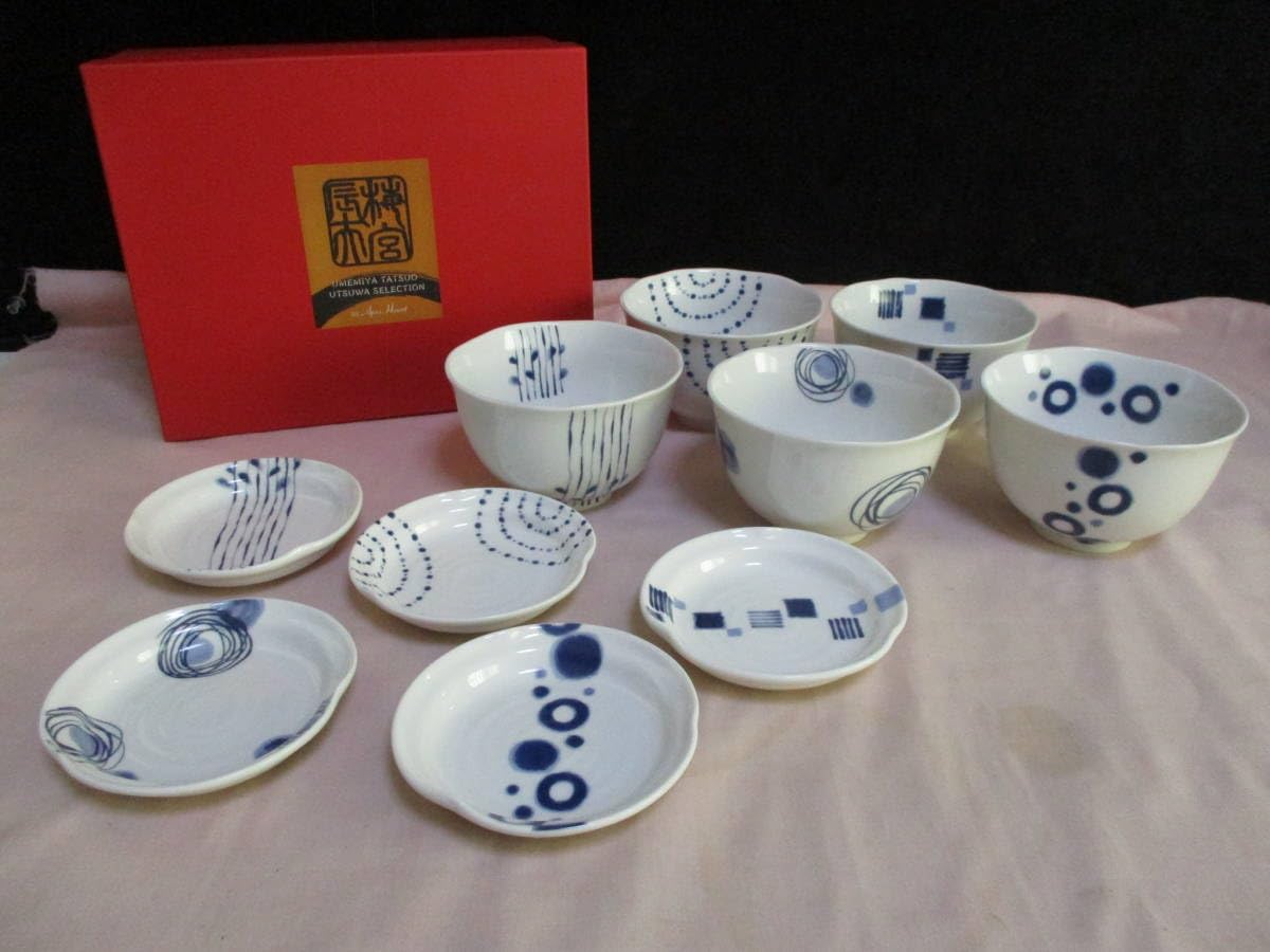 茶碗、棗　3点 Amazon.co.jp: 棗 梅宮辰夫 藍 茶漬碗小皿付き 茶碗 5客