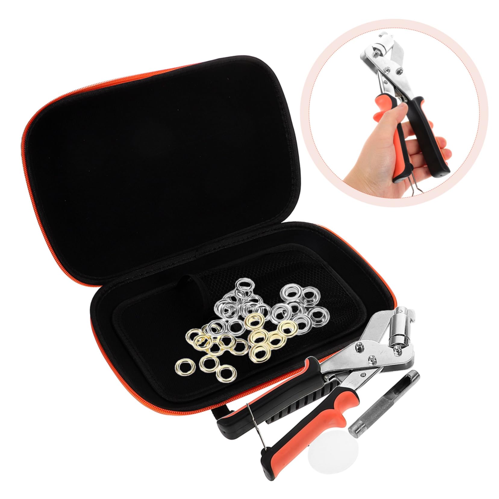 1 Juego Kit de Herramientas para Ojales Metálicos con Alicates y Accesorios Ojales de Plateados para Proyectos de Manualidades y Exhibiciones
