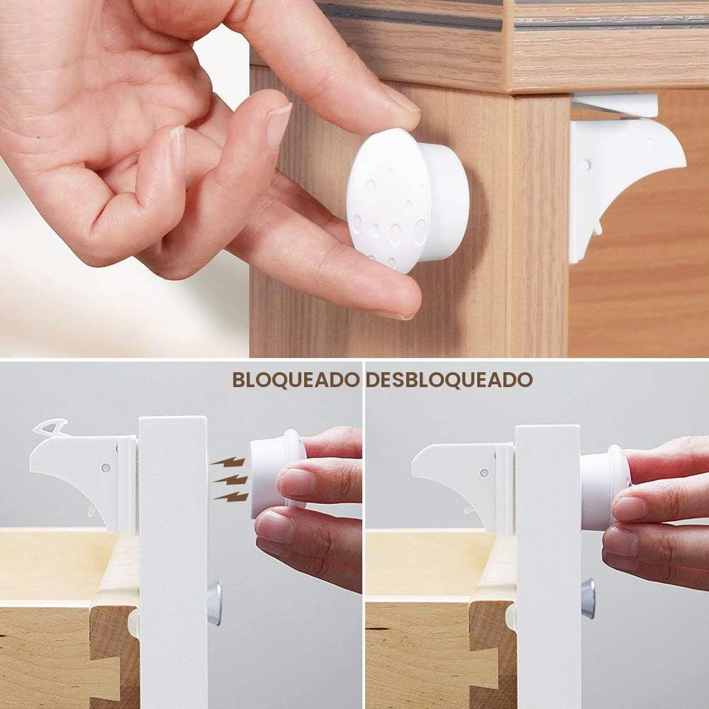 36 PCS Kit de Seguridad para Bebés 8PCS Cerradura Magnética y 2PCS Key 12PCS Protectores Esquinas 10PCS Tapa de Enchufe 8 PCS Cierre Seguridad (Kit)