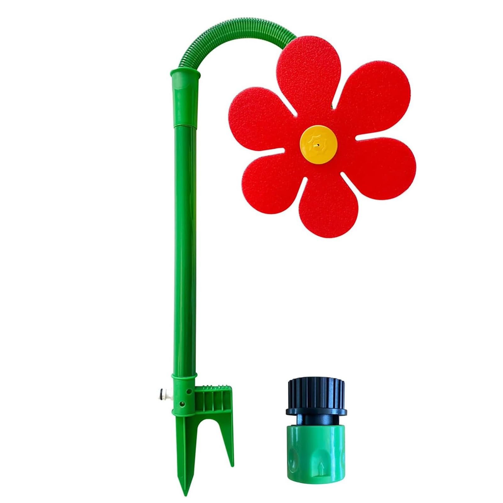 Crazy Daisy Sprinkler, Funny 360° Rotating Dancing Flower Lawn Sprinkler for Yard Watering, Kids and Dogs Play, 106cm (Red)