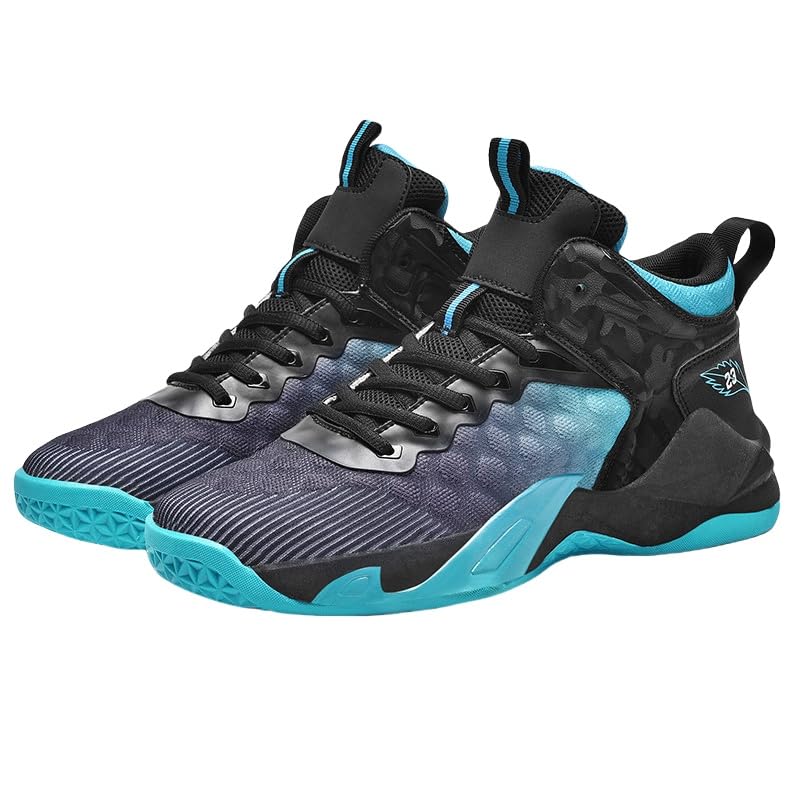 Fusecottc Men's Breathable High-Top Basketball Shoes – Lace-Up Training & Competition Sneakers with Cushioned Shock Absorption for Performance (12,Blue)