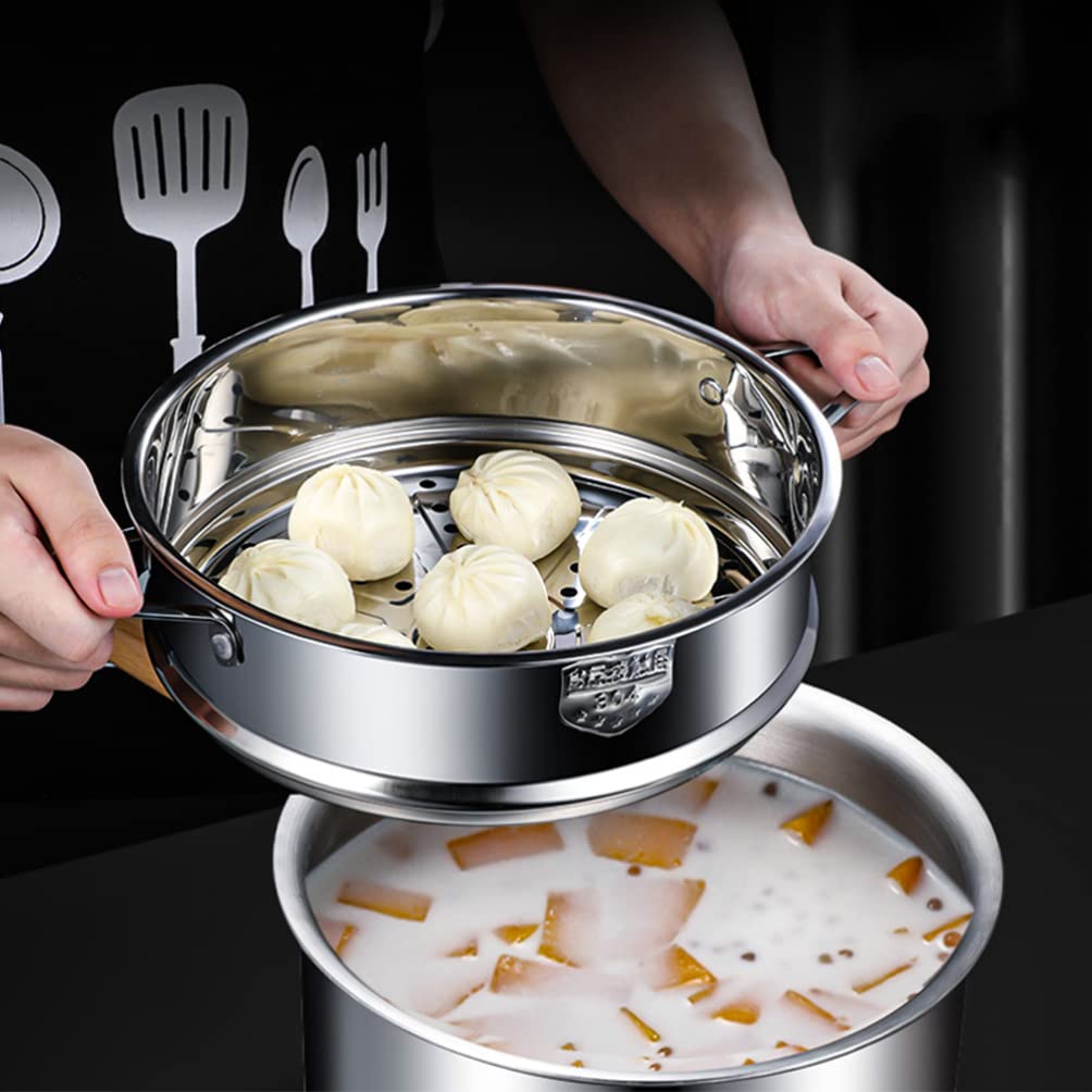 Hemoton Cestello per cottura a vapore in acciaio inox impilato in metallo con inserto a vapore per pentola a vapore cinese utensili da cucina (24 cm)