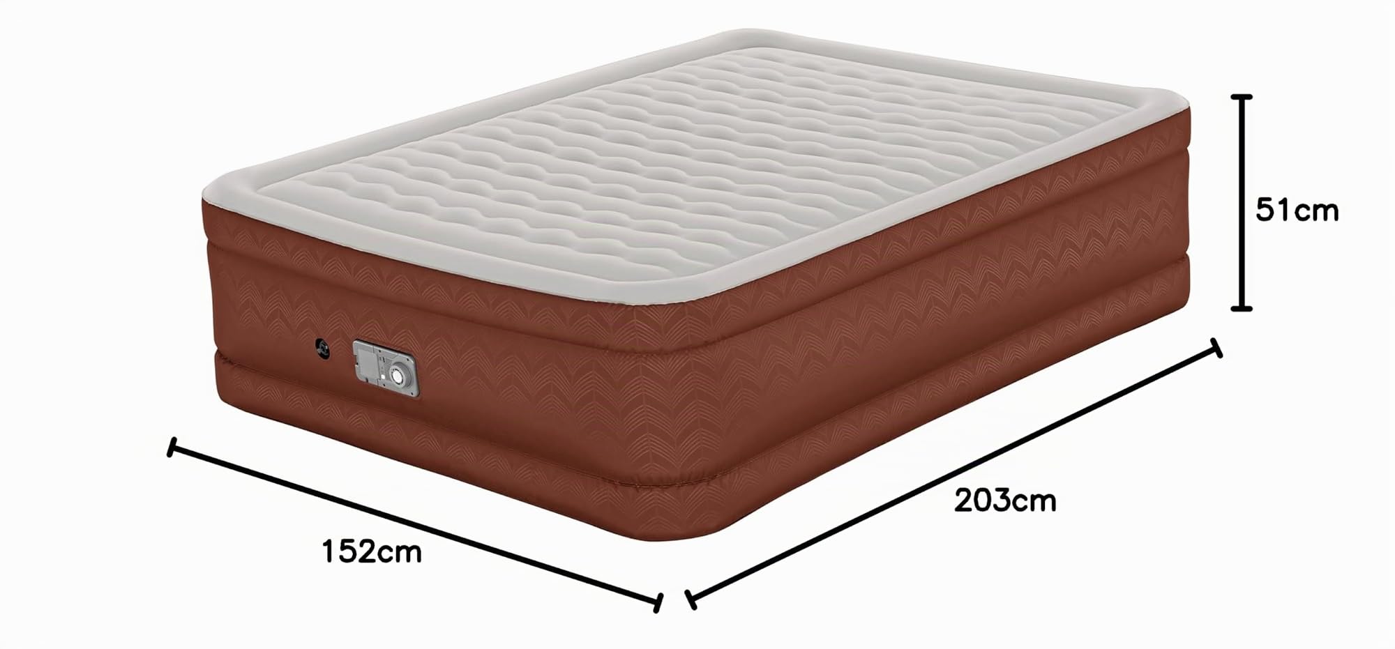 Bestway AlwayzAire Matelas Gonflable Fortech 2 Places avec Double Pompe électrique intégrée Comfort Choice+ - 203 cm x 152 cm x 51 cm - Beige/Marron