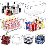SKTEET Plastic Storage Bins – Perfect Kitchen Organization or Pantry Storage – Fridge Organizer, Pan