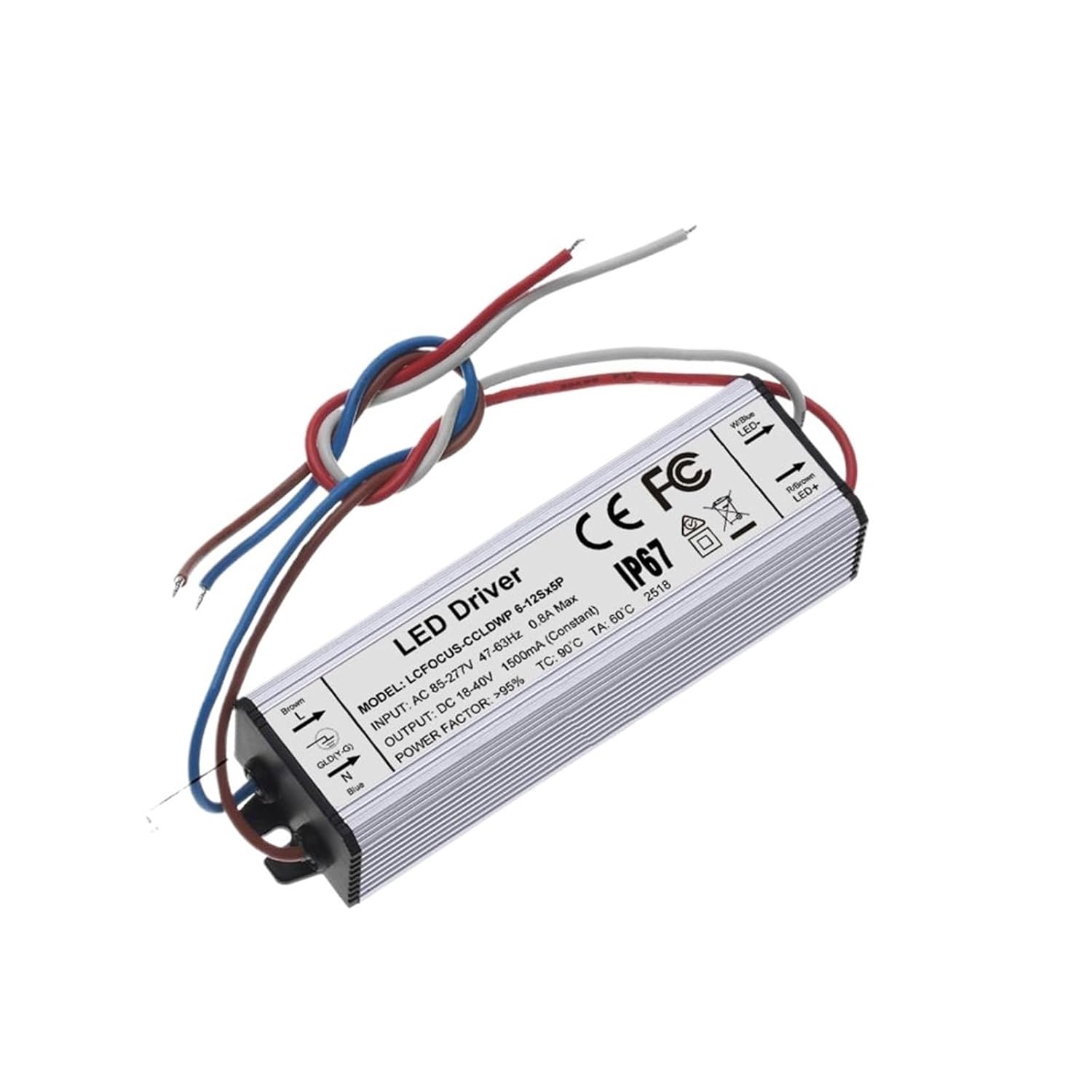 LED Lighting 40W 45W 48W 50W 60W LED Driver DC12-25V 18-39V 54-75V 900mA 1500mA 1800mA Power Adapter Power Supply(Aluminum Case,DC36-50V 900mA)