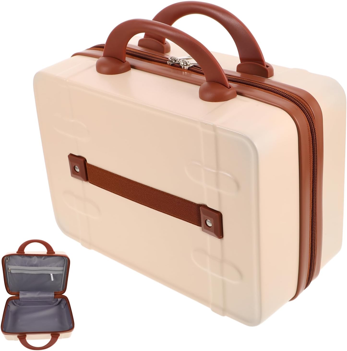 Travel Makeup Bag Women Vintage Mini Suitcase Organizer Case Sturdy Abs for Essentials