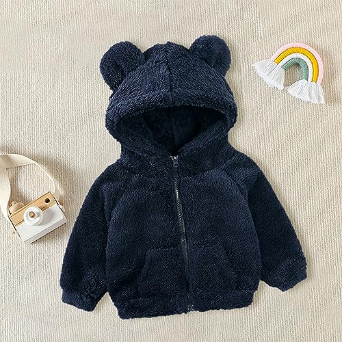 Kids Girls Fuzzy Fleece Hooded Jacket Bear Ears Winter Warm Solid Color Cute Coat Zipper Sweater Outerwear With Pocket4