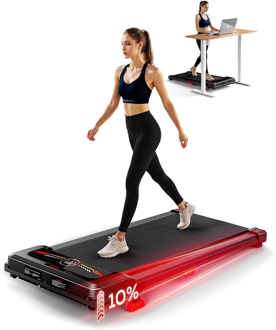 Walking Pad, Treadmill with Incline, 10% Under Desk Treadmill, EAGLOG 2.5HP Portable Treadmills for Home Small Women, Running Machine with Remote Control, 330lbs Capacity