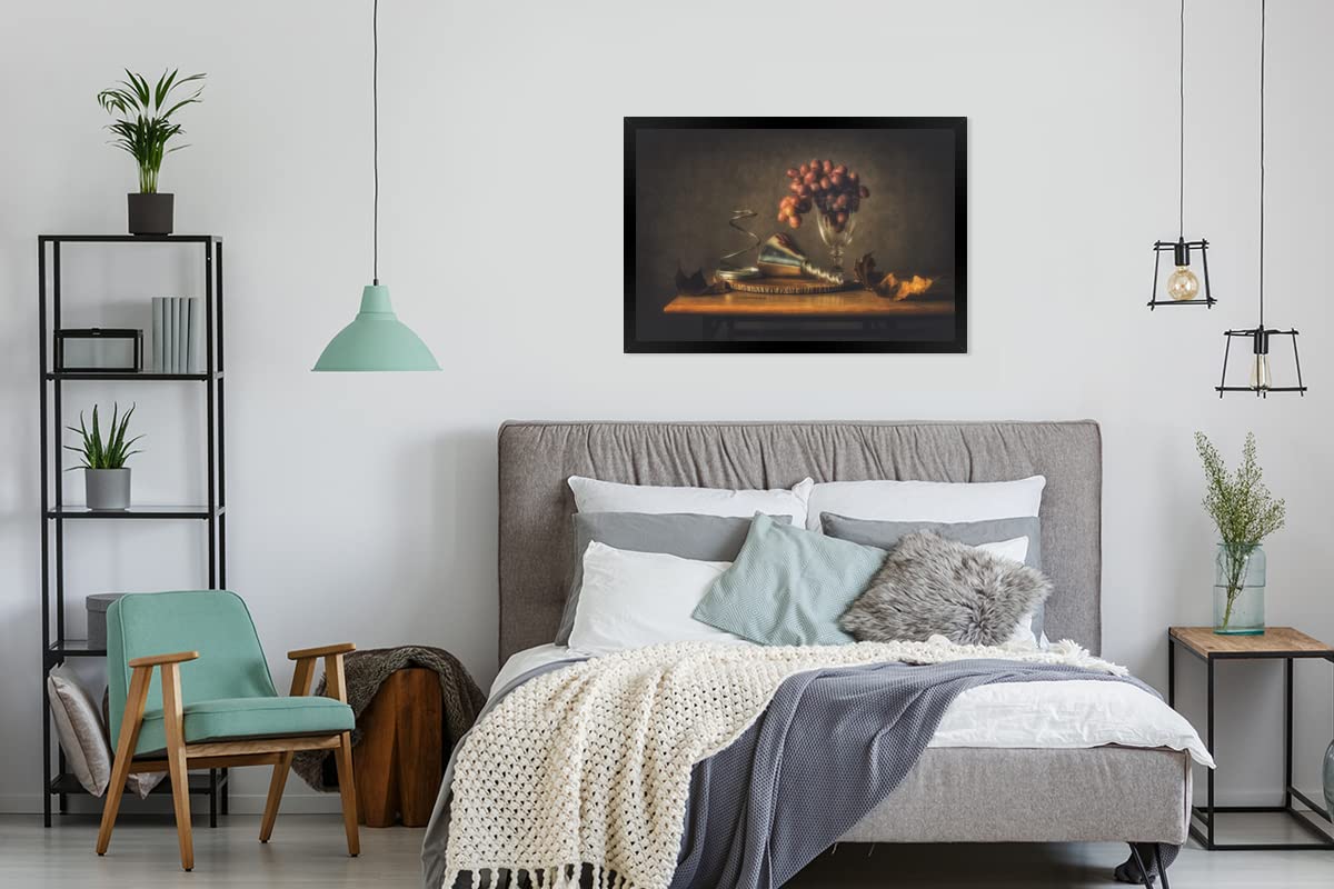 Poster Bilder Wanddeko Deko Wohnzimmer 120x80 cm Malerei - Stilleben - Glas - Weintrauben - Kunst