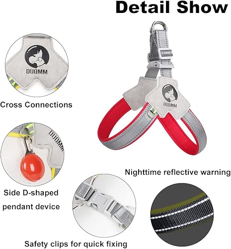 Miniatura 8 de Arnés para perro, arnés en forma de Y, transpirable, disipación de calor, fácil de usar, letreros reflectantes nocturnos para perros pequeños