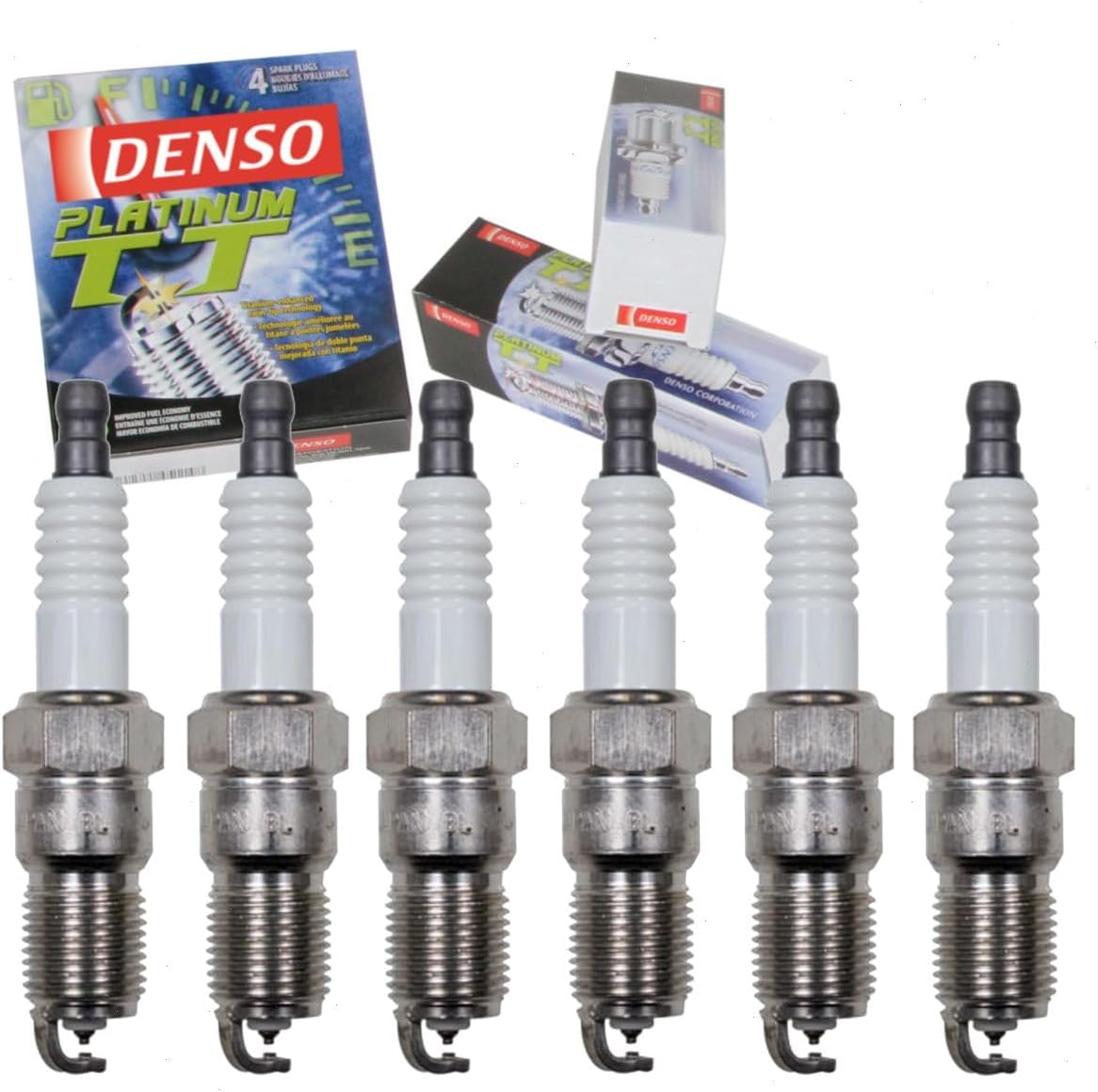6 pc DENSO Platinum TT Spark Plugs compatible with Ford Explorer Sport Trac 4.0L V6 2001-2005