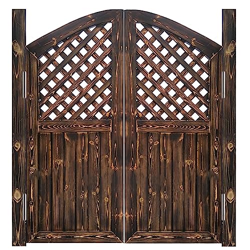 Solid Wood Cafe Swinging Doors, Dark Brown Wood Grain Saloon