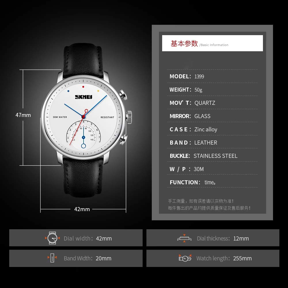 MASTOP Reloj de cuarzo para hombre, ultrafino, impermeable, analógico, de negocios, clásico