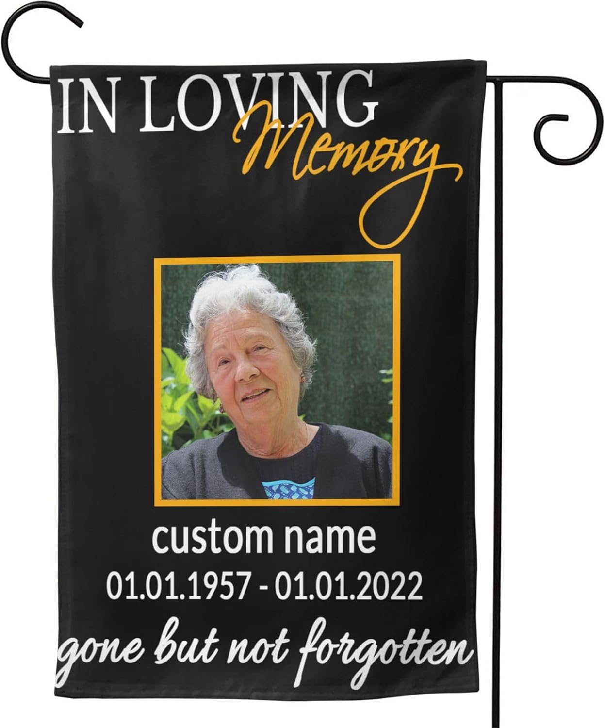 Custom Memorial Flag Personalized Garden Flag With Photo Name Date Double Sided Banner For Outdoor Yard Cemetery Decoration Flag 12" x 18"