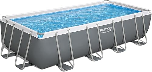 Vista 43 de Bestway 56631E-BW - Juego de piscina de verano con marco ovalado de acero eléctrico sobre el suelo, bomba de filtro y escalera de seguridad, 14 x 8