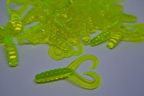 PIÑATAS OLE All for Fishing - Señuelo de cola doble de 2 pulgadas, con cola de penacho y cola doble Chartreuse 50 rwt-s-305