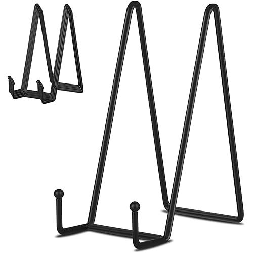 IBosins 5 Pack 8 Inch Plate Holder Display Stands, Large Metal Black Frame Stand for Picture, Book, Photo Easel, Creation, Collectibles