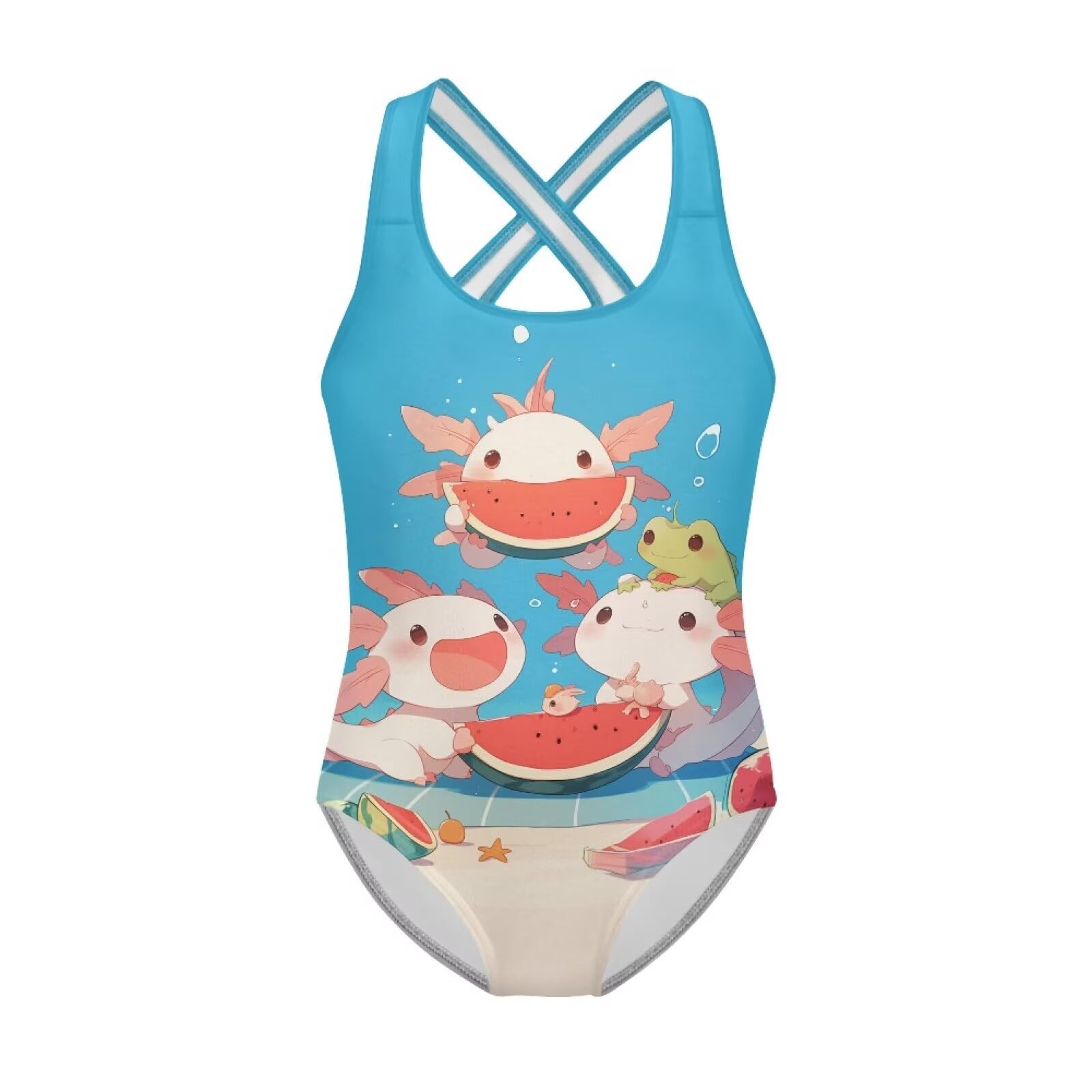 Girls Swimsuit Criss Cross Back 1-Piece Summer Beach Swiwmear