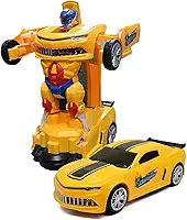 Carro Vira Robo Som Luz Carrinho BMW BRANCO Brinquedo Menino Pilha Cor CAMARO AMARELO - TYDA (CAMARO AMARELO)