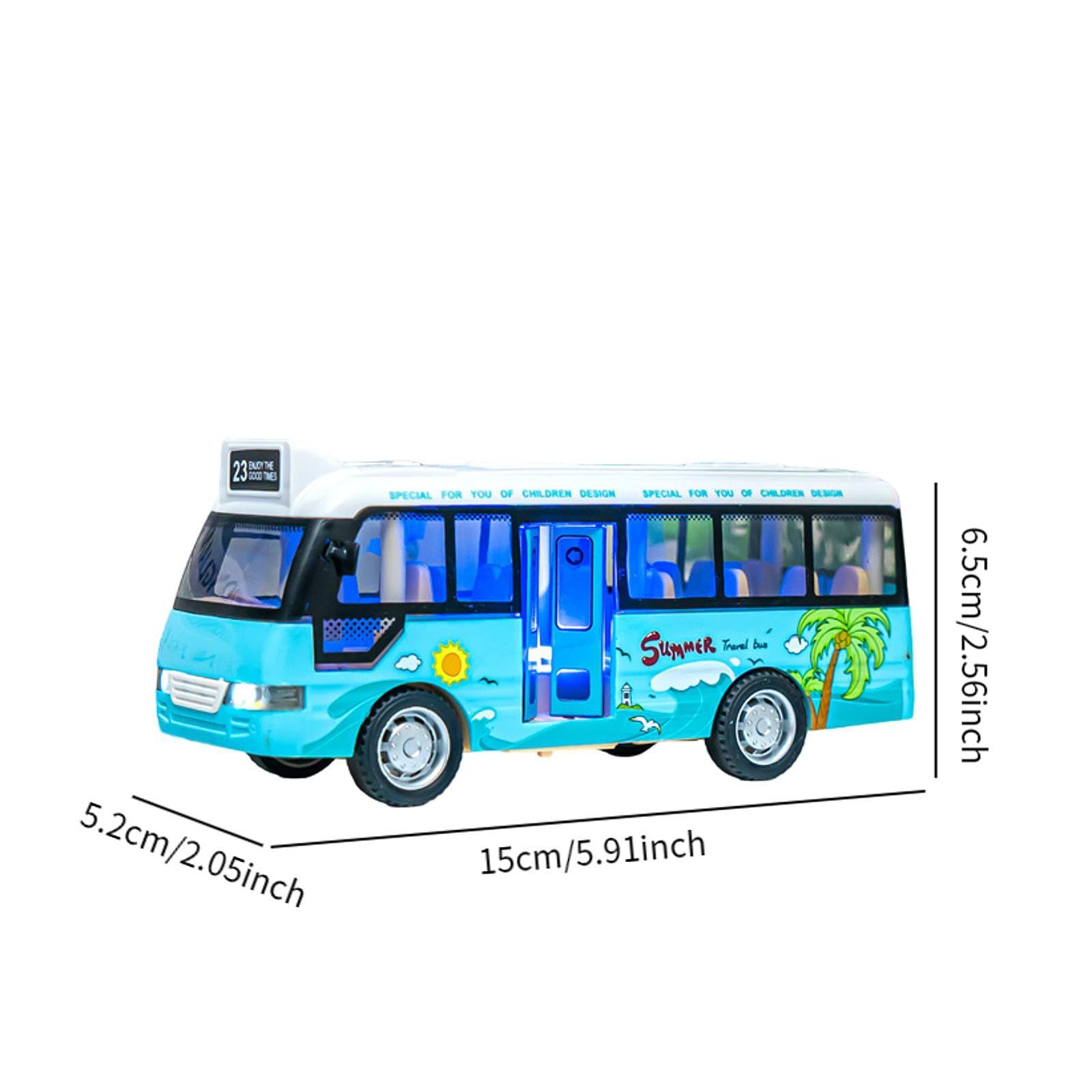 DuskHaven Spielzeugbus für Kinder, Trägheitsantrieb, Robustes Fahrzeug, Bus mit Geräuschen Und Lichtern, Spielzeugauto Modell für Jungen, Blau