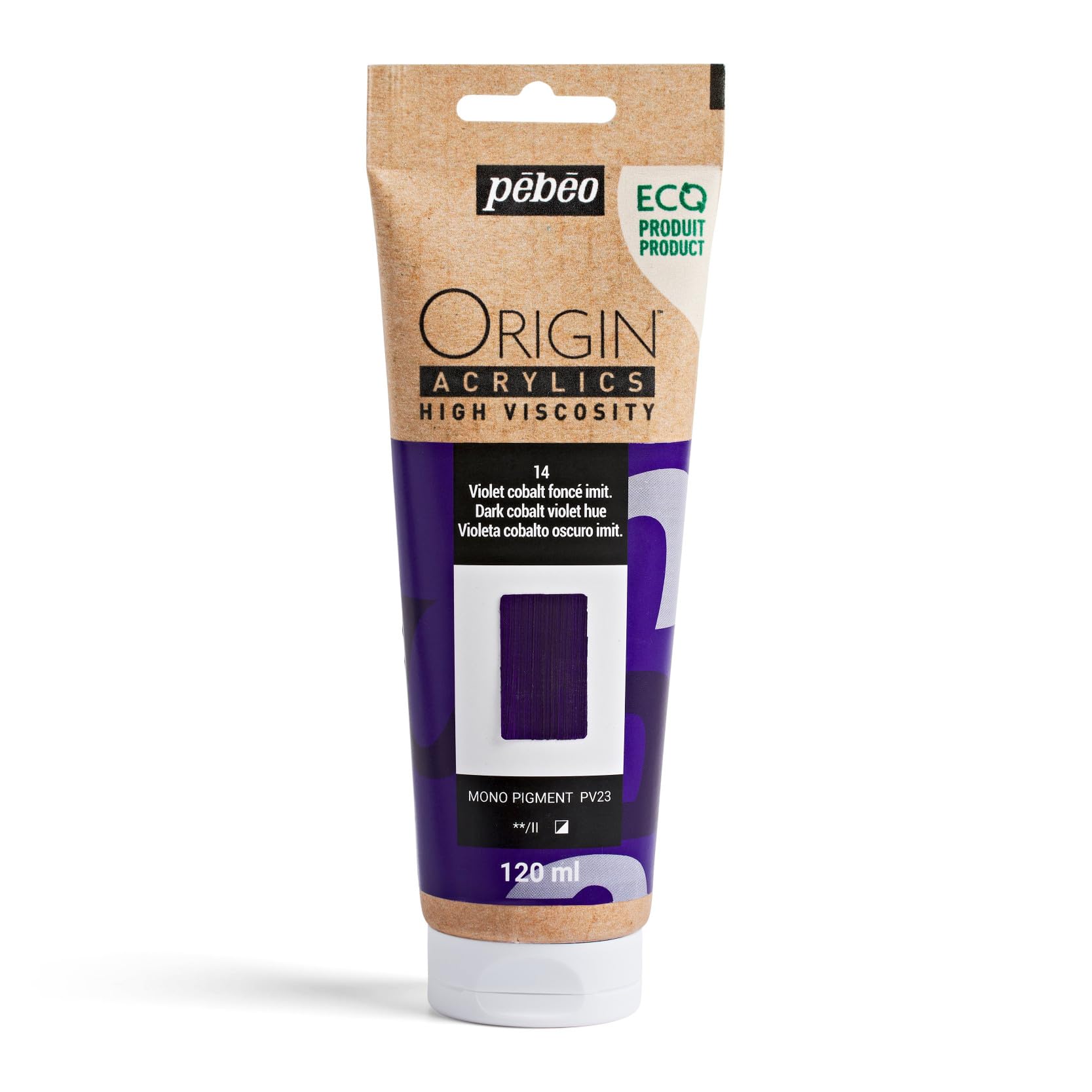 PEBEO - Origin Acrylics 120 ml - Eco-designed Acrylic Paint - High Viscosity - Matt Finish - 100% Recycled Binder - 96% European Raw Materials - Imitation Dark Cobalt Violet