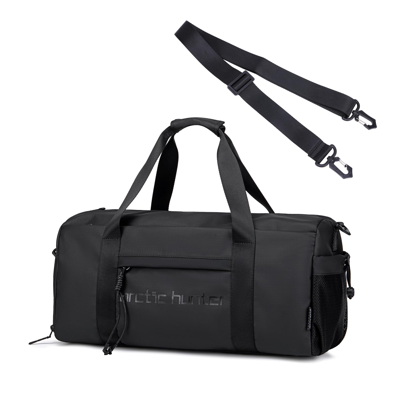 ARCTIC Hunter - Bolsa de deporte pequeña para hombres y mujeres, con compartimento para zapatos, ideal para deportes, viajes y viajes nocturnos, color negro, Negro -, 19.1*6.3*12.6 inch, Deporte