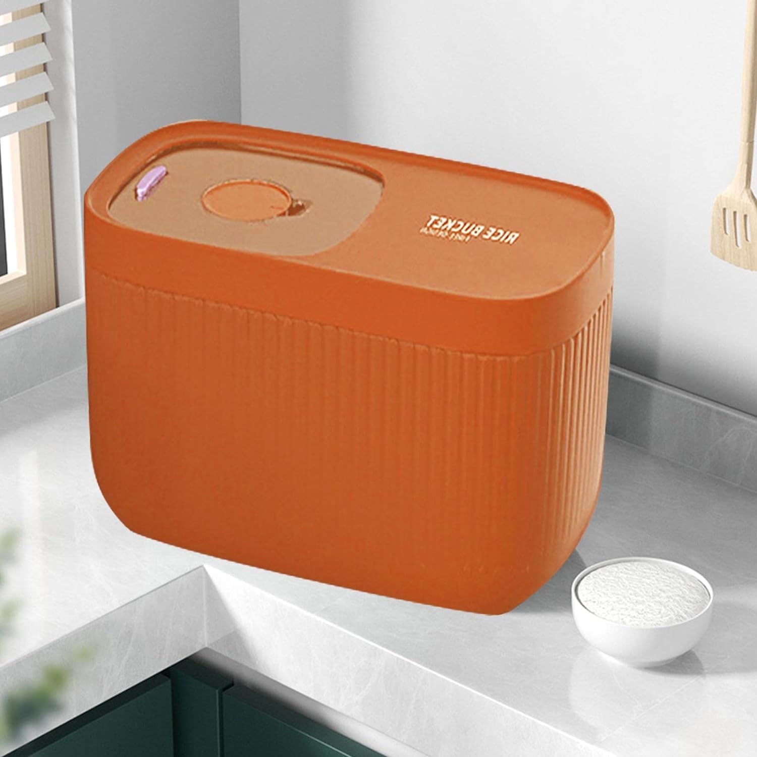 Contenedor de arroz dispensador de cereales, contenedor de alimentación de 15 kg, contenedor de alimentos secos, cubo de arroz sellado, apto para almacenar alimentos para gatos, comida