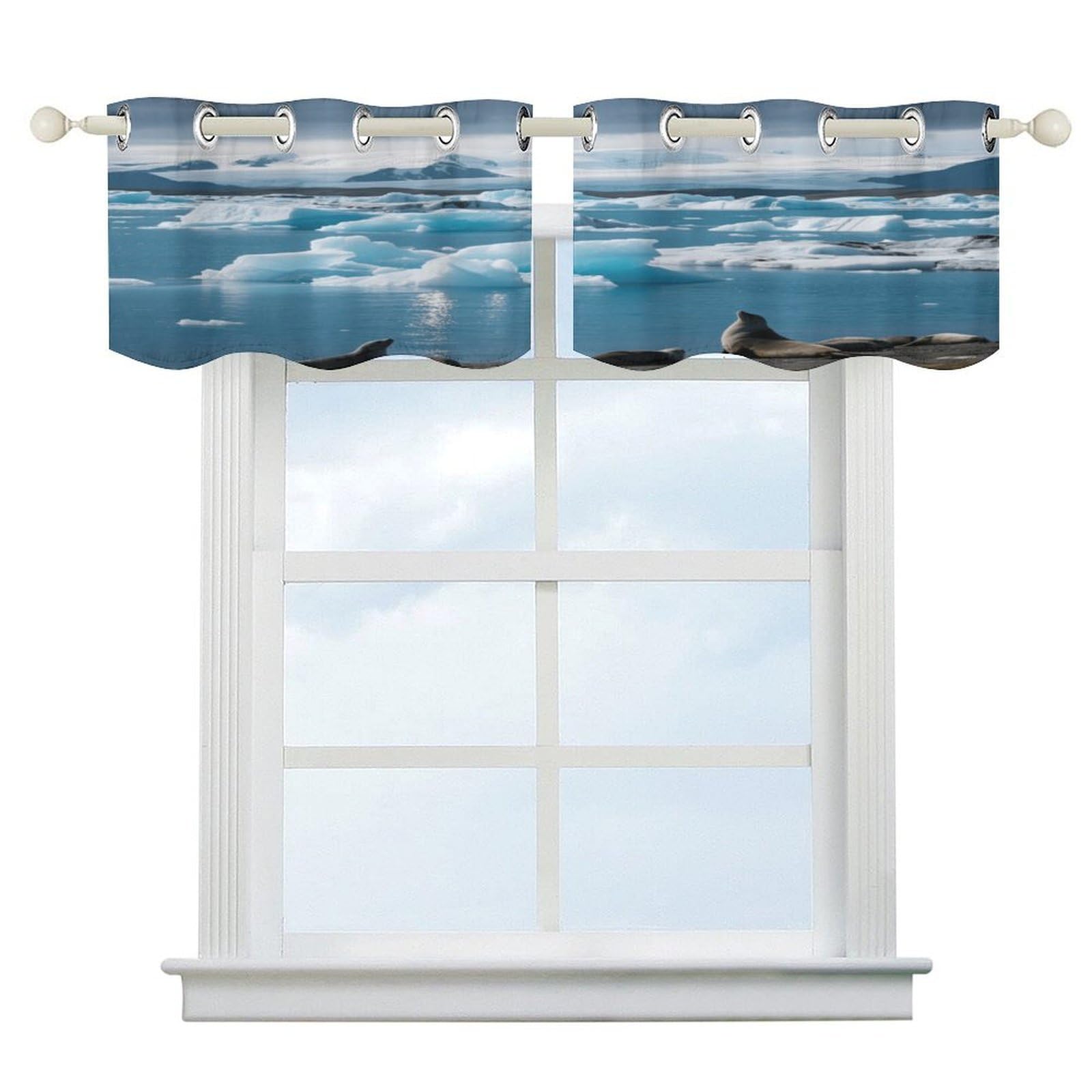 Fekiloot Style Glacial Lake Short Curtains Valance Curtain