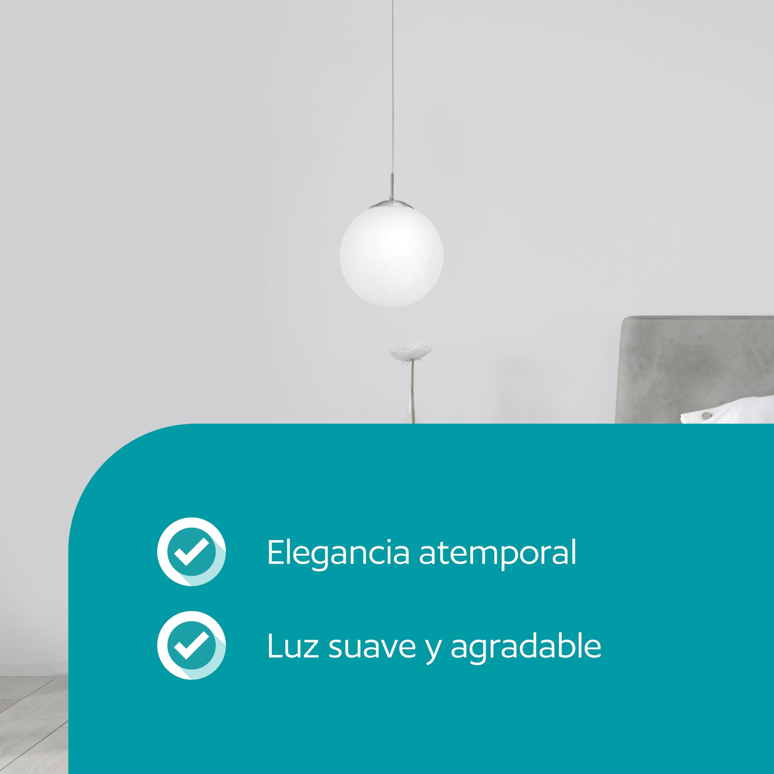 Eglo Lámpara colgante Rondo, iluminación de comedor de una luz | Iluminación colgante para comedor y sala de estar, casquillo E27, diámetro de 9.8 pulgadas