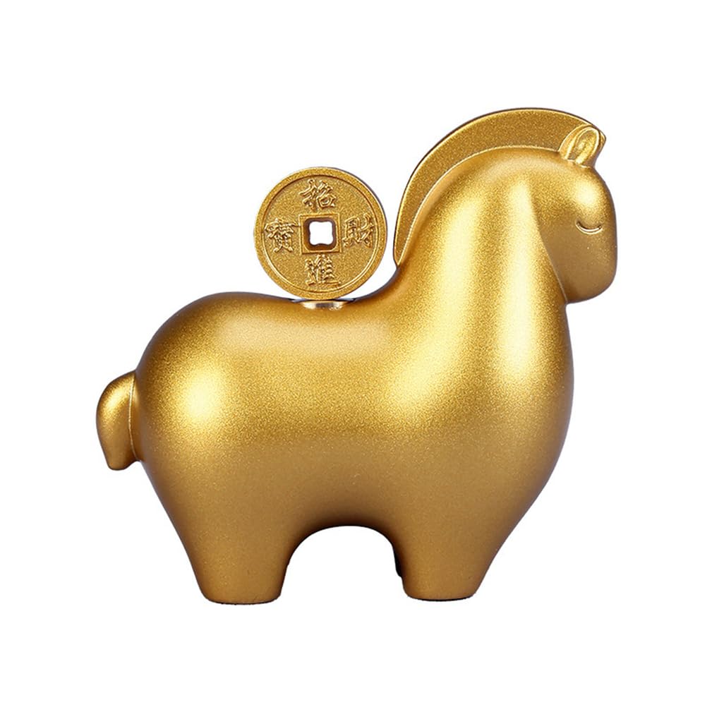 Hhhxkkuu Mini Solid Brass Horse Figurine with Spinning Fortune Coin
