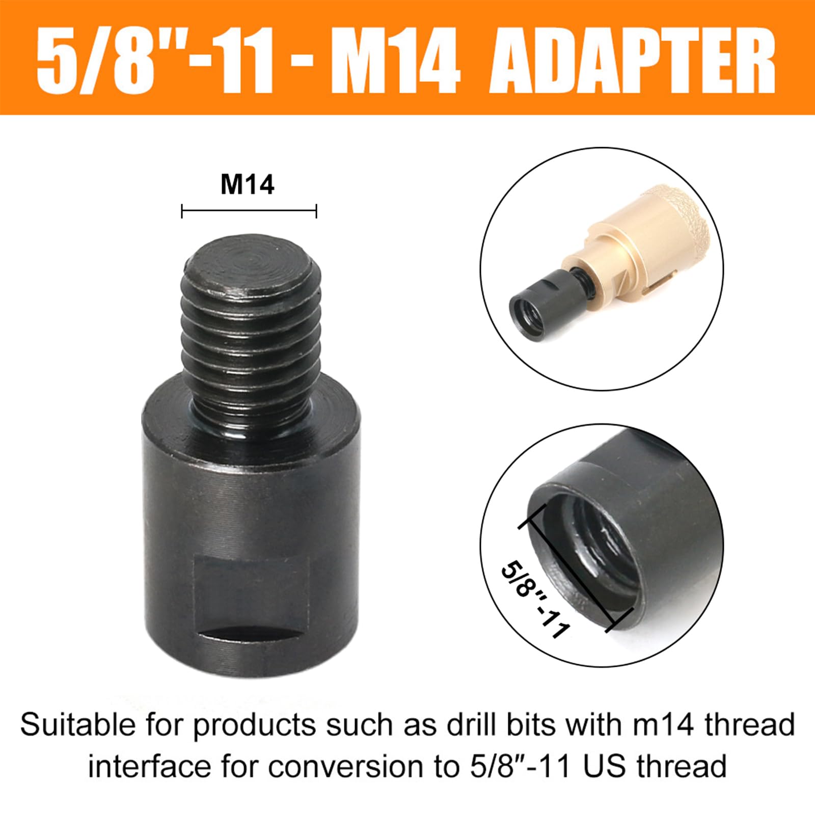 Winkelschleifer-Adapter-Konverter M10 M14 5/8-11 Gewinde Arbore-Konverter-Anschluss Für Elektrische Bohrmaschine, Poliermaschine, Werkzeugteile,5/8-11 To M14