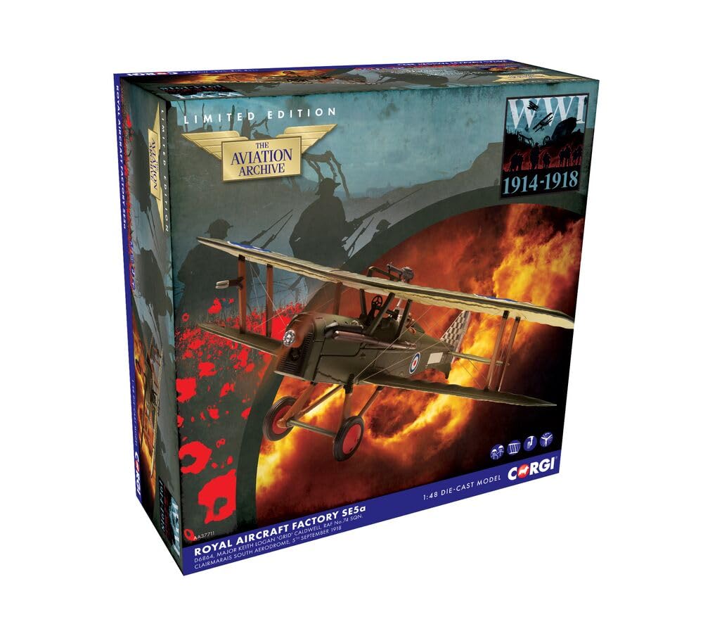 Corgi AA37711 Royal Aircraft Factory SE5a D6864, Major Keith Logan 'Grid' Caldwell, RAF No.74 Sqn. Die-cast Model