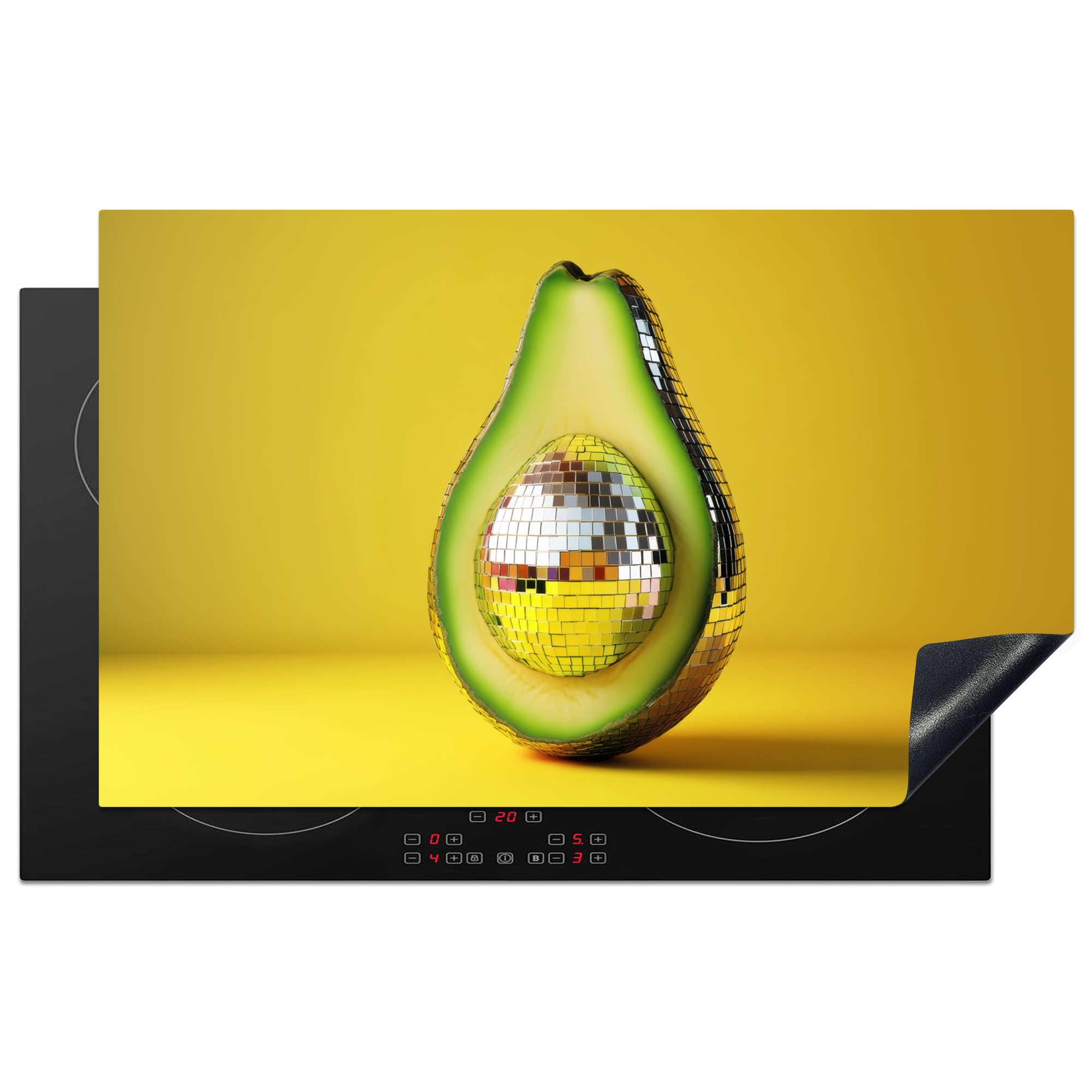 KitchenYeah© Induction Hob Cover Protector Mat 20.5"x33.5" / 85x52 cm Kitchen Universal Ceramic Covers for Electric Cookers Vinyl Avocado - Disco - Yellow - Glitter