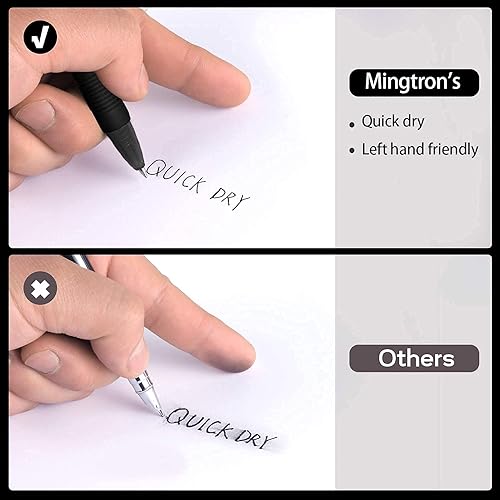 Miniatura 6 de mingtron Bolígrafos de gel, paquete de 50 bolígrafos negros + 50 bolígrafos rojos de punta fina, sin manchas para mano izquierda, bolígrafos de clic