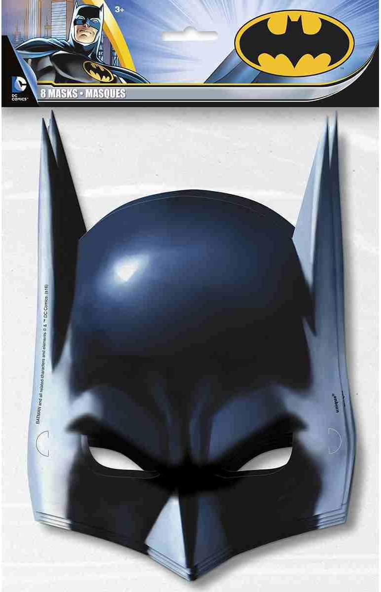 Batman Party paper Half Masks - Pack of 8 - Black Superhero Theme, Perfect for Kids' Birthdays and Events