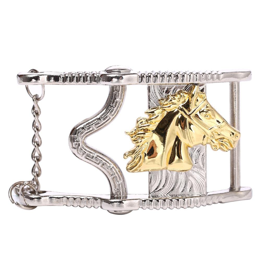 Antique Zinc Alloy Western Cowboy Rodeo Horse Head Belt Buckle for Mens 02-image-2
