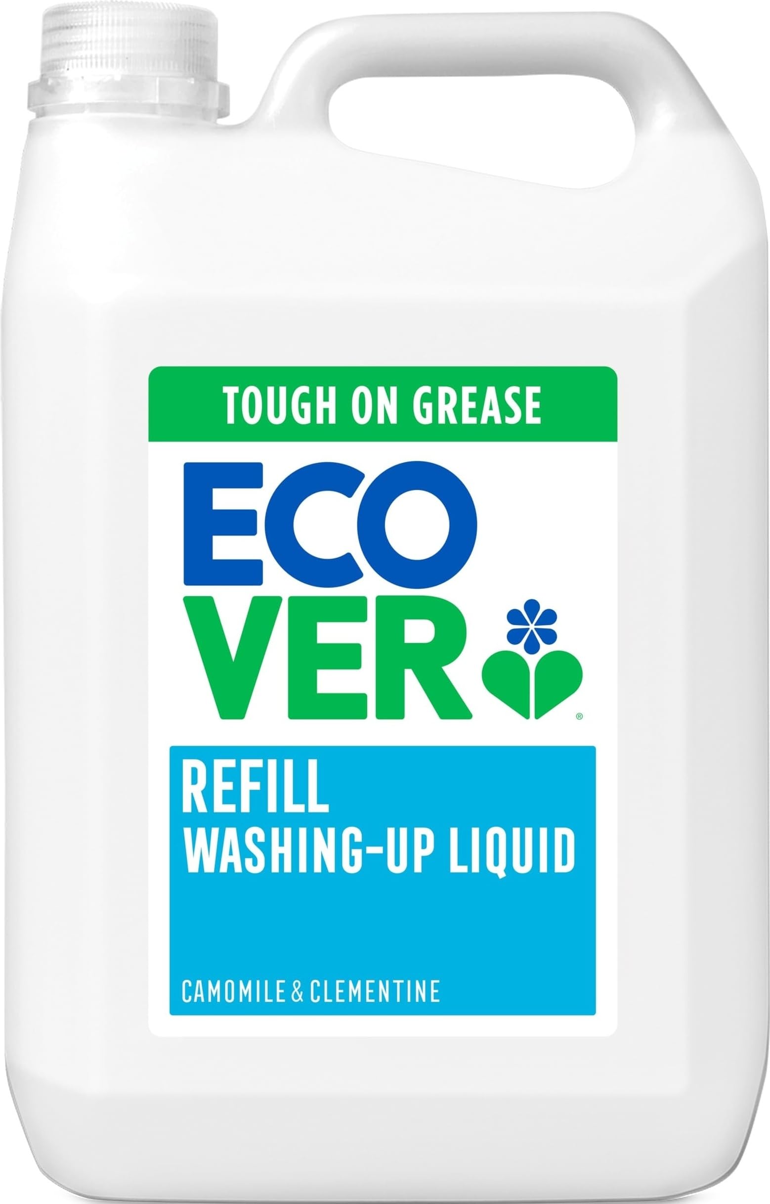 Ecover Washing Up Liquid Refill, Camomile & Clementine, Grease Cutting, 5L