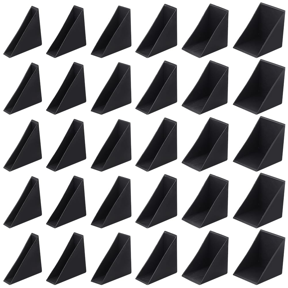 BENECREAT 36Pcs 6 Sizes Triangle Protector Translucent Plastic Corner Guards Covers Proofing Edge Protector for Picture Frame Mirror Ceramic Glass Transparent Protection, Black