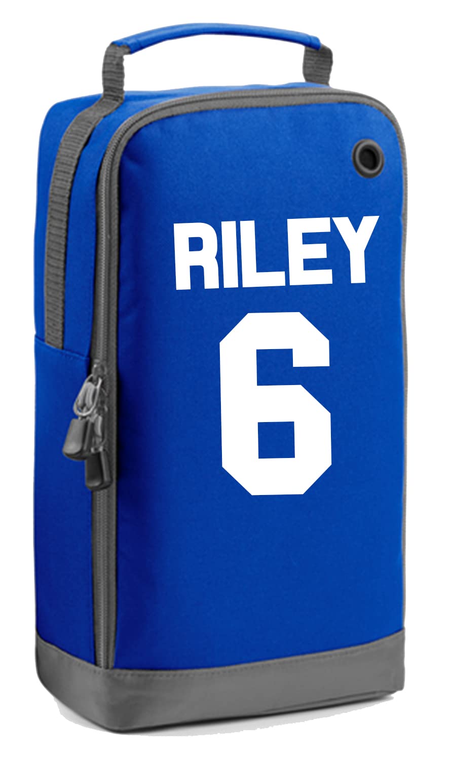 Personalised Name and Number Boot Bag Football Boots Custom Children's Sports Bags Rugby PE Gym Kit Back to School for Girls Kids (Royal-White)